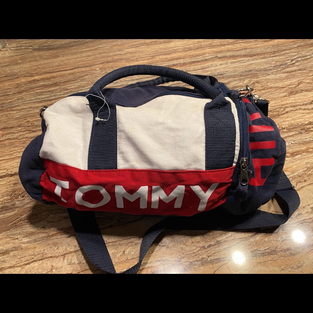 Tommy Hilfiger blue, white and red mini duffel bag